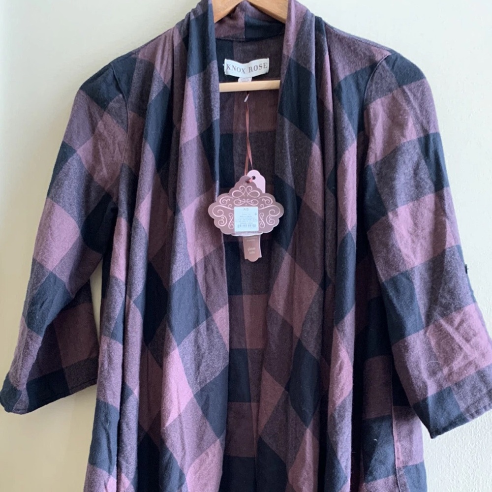 Plaid Open Front Cardigan XS women’s Knox Rose